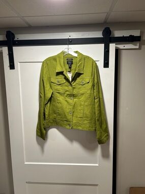 Jones & Co. Lime Green Linen Jacket - Women's Jean Jacket